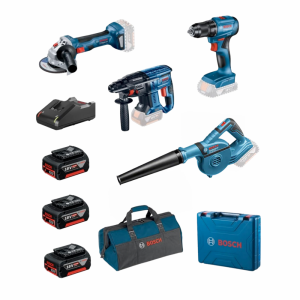 Bosch 18V Kömürsüz Kırıcı Delici Taşlama ve Matkap Seti 4lü Set 4Ah 3 Akülü 